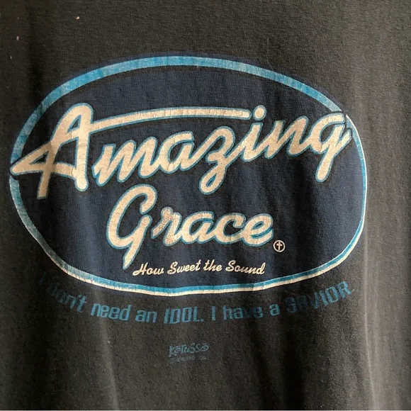 Navy Blue Vintage unisex American Idol Logo AMAZING GRACE Religous God medium - Picture 3 of 7